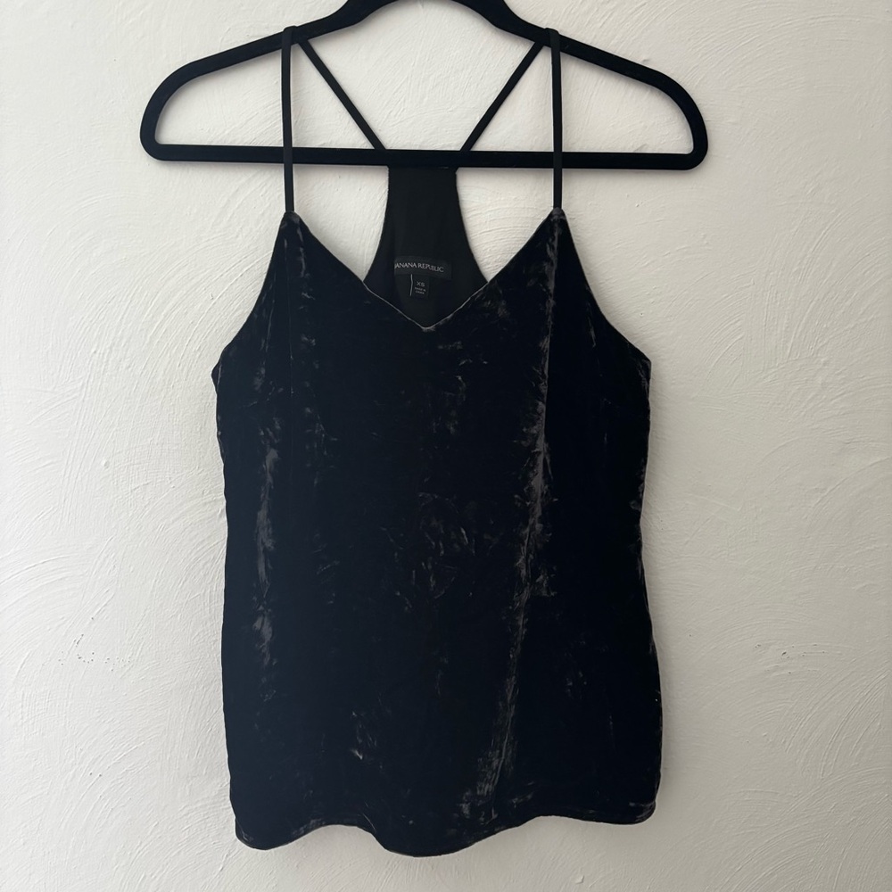 Banana Republic Women’s Sleeveless Black Velvet Tank Top XS Silk Blend Grunge